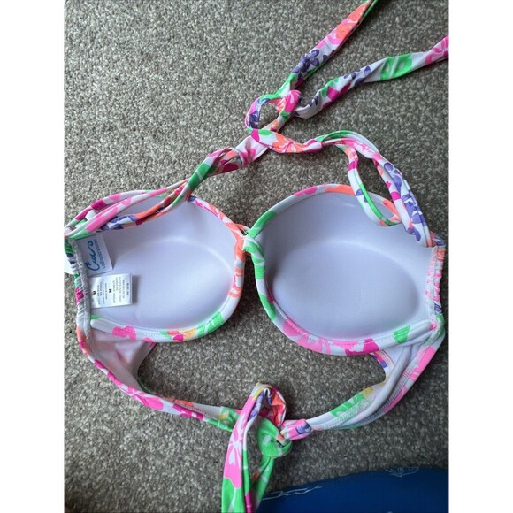 NWT California Waves Bikini Sz M Medium Strappy Underwire Medium Pushup Halter - Picture 5 of 5